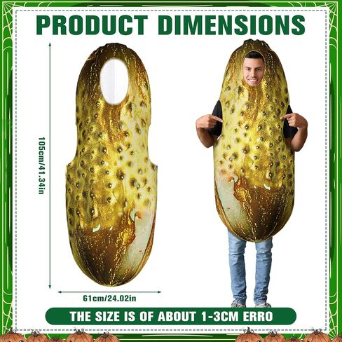زي Mepase Halloween Pickle التنكري للبالغين للجنسين، زي الطعام المضحك للرجال والنساء، بذلة الفاكهة للحفلات التنكرية in Saudi Arabia