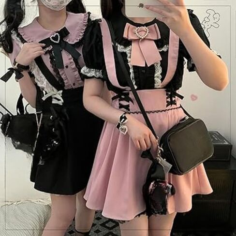 Jirai Kei Fashion Lolita Bow Skirts Overall Kwaii Style Short Mini Skirt Gothic Cutecore Tenshi Kawaii Shoujo Clothes in Saudi Arabia