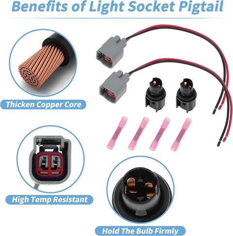2 Set Side Marker Light Bulb Socket Pigtail Harness for Ford for Mustang 2005-2023 Parking Lamp Connector Plug Wiring for Ford for Ranger Maverick No.6R3Z-13411-BA/6R3Z13411BA in Saudi Arabia