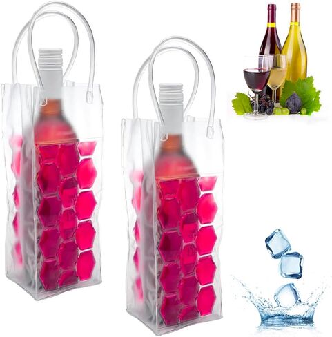 Ice Wine Bag, Wine Chiller, Wine Cooler Refrigerator, Wine Fridge, Wine Bottle Chiller Cooler for Red White Champagne or Sparkling. Set 2 (Purple Wine Bag) in Kuwait