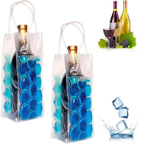 Ice Wine Bag, Wine Chiller, Wine Cooler Refrigerator, Wine Fridge, Wine Bottle Chiller Cooler for Red White Champagne or Sparkling. Set 2 (Purple Wine Bag) in Saudi Arabia