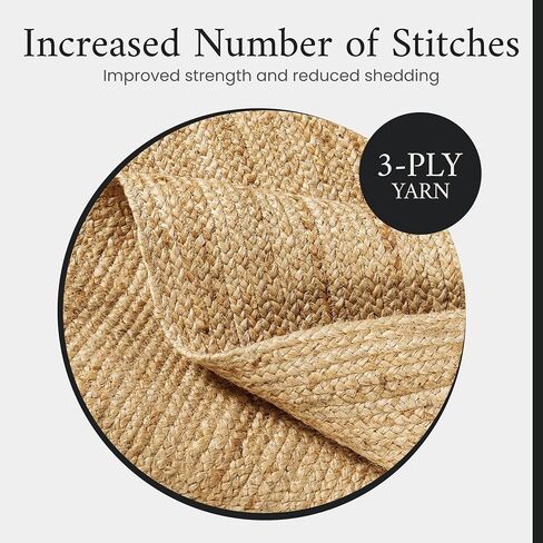 Jute Area Rug, 3x5 Natural Rug, Eco Friendly and Hypoallergenic Durable/Non-Shed Natural Fiber Rug as Entry Way Rug or Jute Kitchen Rug - Non-Slip Backing/Non-Stain Perfect For High Traffic Areas in Saudi Arabia