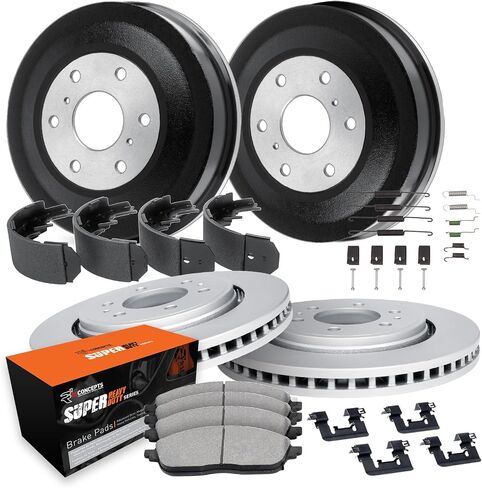 R1 Concepts Front and Rear Brake Kit For 2005-2023 Toyota Tacoma| Blank Brake Rotors| Super Heavy Duty Brake Pads and Rotors Kit| Hardware, Drum, Shoes, Adjuster included in Saudi Arabia