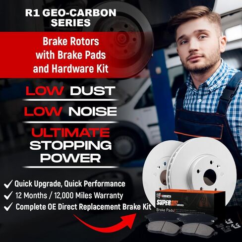 R1 Concepts Front and Rear Brake Kit For 2005-2023 Toyota Tacoma| Blank Brake Rotors| Super Heavy Duty Brake Pads and Rotors Kit| Hardware, Drum, Shoes, Adjuster included in Saudi Arabia