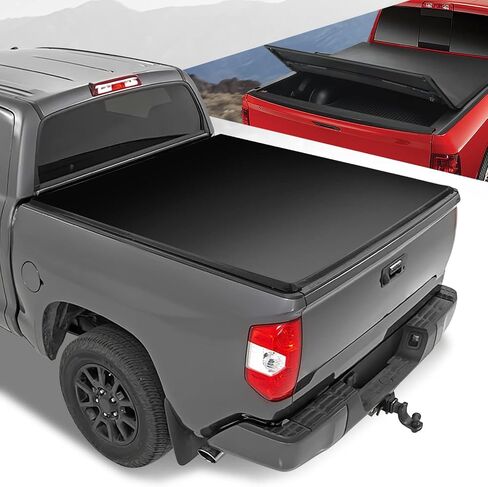 Auto Dynasty Soft Roll-up Truck Bed Tonneau Cover Compatible with 2000-2006 Toyota Tundra 6.5Ft Fleetside/Styleside Bed, Matte Black Soft Vinyl Top in Saudi Arabia