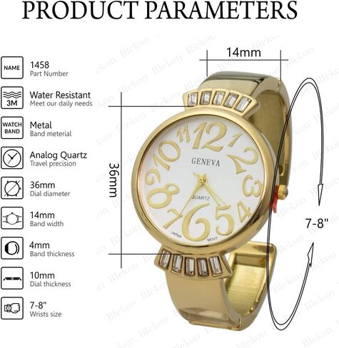 Blekon Collections Women's 36mm Case Crazy Numbers Cuff Bangle Watch in Saudi Arabia