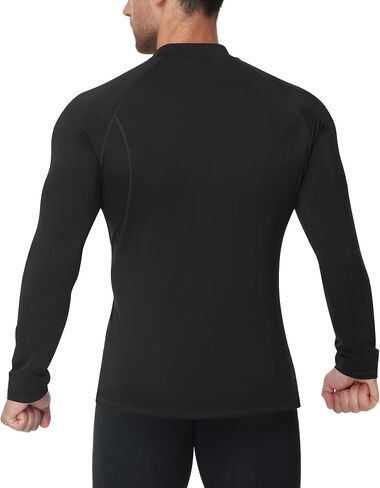 Runhit 2 Pack Men's Thermal Compression Shirts Long Sleeve Mock Turtleneck Fleece Lined Undershirt Athletic Base Layer in Saudi Arabia