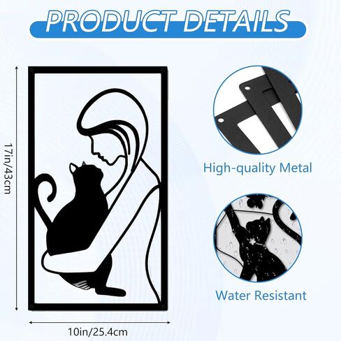 Set of 3 Metal Cat Wall Decor – 32×17 inch Black Hollow-Out Iron Cat Wall Art, Minimalist Wall Sculpture for Living Room, Bedroom, Office, Hallway or Porch Decoration in Saudi Arabia