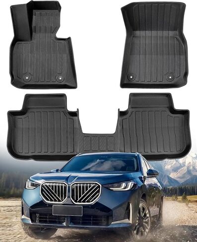 سجادات أرضية مناسبة لجميع الأحوال الجوية لسيارة BMW X3 2025 2026 لسيارة X3 M50، 30 xDrive، بطانة سجاد مطاطية مقاومة للماء شديدة التحمل غير قابلة للانزلاق تناسب الصف الأمامي والخلفي الثاني، ملحقات السيارة باللون الأسود TPE in Kuwait