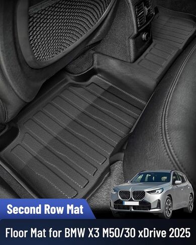 سجادات أرضية مناسبة لجميع الأحوال الجوية لسيارة BMW X3 2025 2026 لسيارة X3 M50، 30 xDrive، بطانة سجاد مطاطية مقاومة للماء شديدة التحمل غير قابلة للانزلاق تناسب الصف الأمامي والخلفي الثاني، ملحقات السيارة باللون الأسود TPE in Kuwait