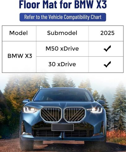 سجادات أرضية مناسبة لجميع الأحوال الجوية لسيارة BMW X3 2025 2026 لسيارة X3 M50، 30 xDrive، بطانة سجاد مطاطية مقاومة للماء شديدة التحمل غير قابلة للانزلاق تناسب الصف الأمامي والخلفي الثاني، ملحقات السيارة باللون الأسود TPE in Kuwait