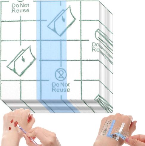 200 Pcs Transparent Stretch Adhesive Bandage, Waterproof Clear Adhesive Bandages, Aftercare Clear Film Dressing Bandages, Second Skin Tattoo Cover Wound Over for Tattoo Aftercare 1.96×1.96 in Saudi Arabia