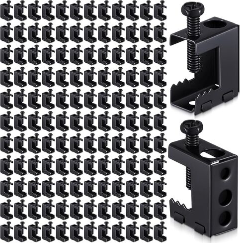 Tandefio 50 قطعة 1/4"-20 مشابك شعاع فولاذية زنبركية شماعات شعاع معدنية مسمار على المشبك للتركيب على الحزم 1/4" و3/8" قضيب ملولب، وخطافات S وحلقات لجام لأداة النجارة لكابل الأنابيب in Kuwait