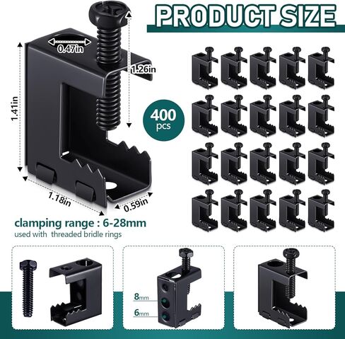 Tandefio 50 قطعة 1/4"-20 مشابك شعاع فولاذية زنبركية شماعات شعاع معدنية مسمار على المشبك للتركيب على الحزم 1/4" و3/8" قضيب ملولب، وخطافات S وحلقات لجام لأداة النجارة لكابل الأنابيب in Kuwait