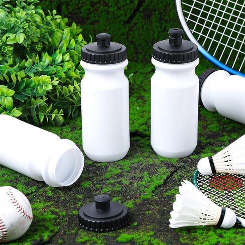 12 Pack Sports Squeeze Water Bottles 20 oz Sports Water Bottles with Easy Open Push/ Pull Cap Leak Proof BPA Free Plastic Water Bottles for Bike Cycling Fitness Yoga Camping Workout Outdoor (Black) in Kuwait