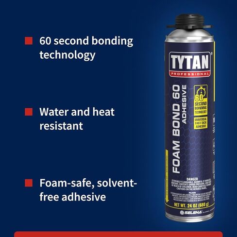 Foam Bond 60 24 oz Polyurethane Adhesive – Fast-Tack, 60-Second Drying, DIY Glue for Foam Panels, Shiplap, Wall Paneling, Board and Batten, Subfloors, Wood (12 Pack) in Kuwait