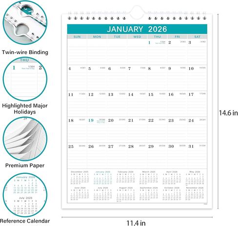 Calendar 2024-2025-18 Monthly from Jul 2024 to December 2025, 2024-2025 Calendar with Julian Date, 12 x 17 Inches, Thick Paper in Kuwait