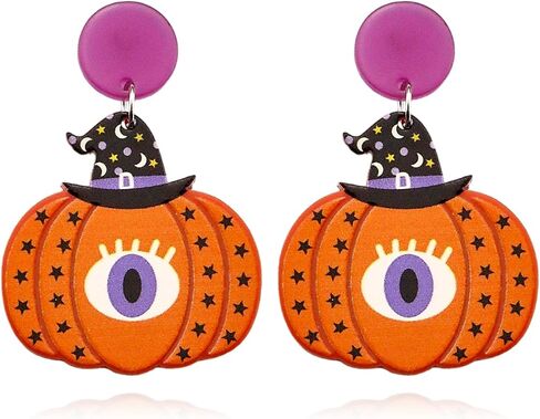 Halloween Cute Pumpkin Earrings for Women Acrylic Fun Spooky Pumpkin Spider Halloween Earrings Halloween Party Earrings Prom Jewelry Gifts in Saudi Arabia