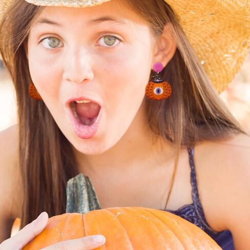 Halloween Cute Pumpkin Earrings for Women Acrylic Fun Spooky Pumpkin Spider Halloween Earrings Halloween Party Earrings Prom Jewelry Gifts in Saudi Arabia