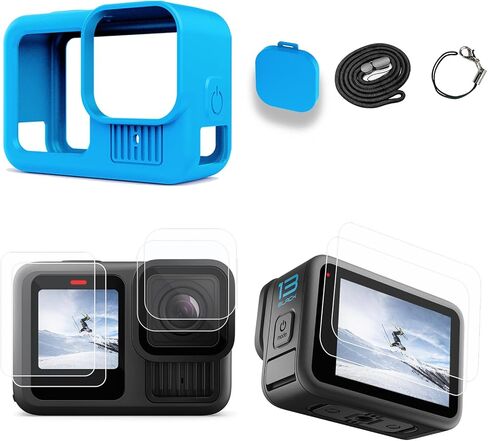 Accessories Compatible with GoPro Hero 13 Black,Silicone Case for GoPro Hero 13 Black & Lens Protector & Front Protector & Screen Protector (Black) in Saudi Arabia