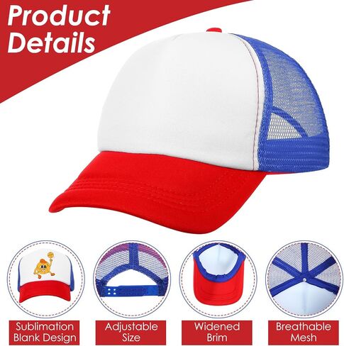 12 Pack Sublimation Blanks Trucker Hats Bulk, Mesh DIY Custom Hats Wholesale, Colorful Baseball Hat for Women and Men, Sports Outdoor Snapback Dad Hat in Saudi Arabia