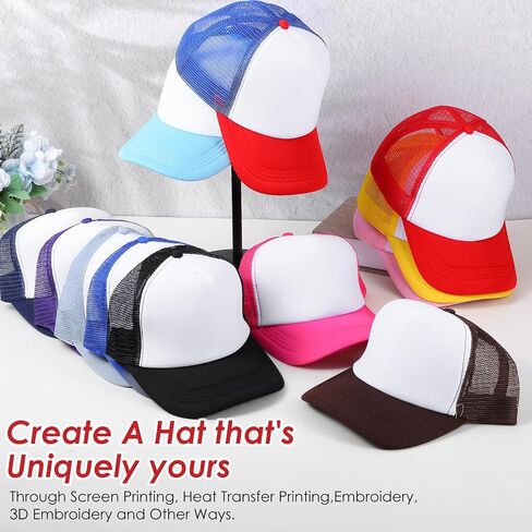 12 Pack Sublimation Blanks Trucker Hats Bulk, Mesh DIY Custom Hats Wholesale, Colorful Baseball Hat for Women and Men, Sports Outdoor Snapback Dad Hat in Saudi Arabia