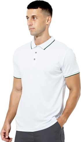 Arjen Kroos Men's Short Sleeve Golf Polo Shirts Quick Dry Performance Athletic Muscle Regular Fit Tee,WHITE-CK3309-NEW,Medium in Saudi Arabia