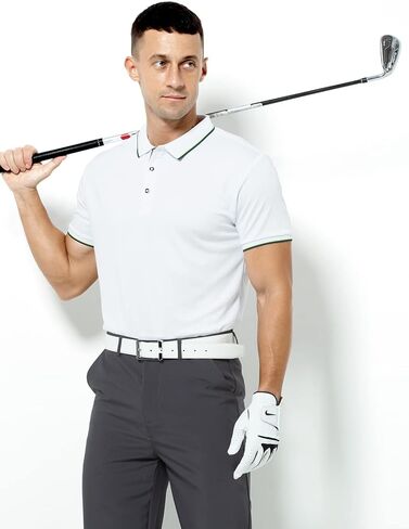 Arjen Kroos Men's Short Sleeve Golf Polo Shirts Quick Dry Performance Athletic Muscle Regular Fit Tee,WHITE-CK3309-NEW,Medium in Saudi Arabia