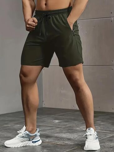 Men's Running Athletic Shorts, Quick-Dry Hiking Shorts Elastic Waist with 2 Zipper Pockets, Outdoor Travel Casual in Saudi Arabia