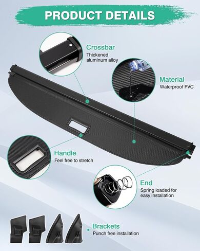 Powerty Compatible with Cargo Cover Hyundai Tucson 2024 2023 2022 Trunk Security Cover Retractable Shielding Shade Black No Gap Auto Accessories in Kuwait