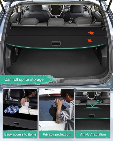 Powerty Compatible with Cargo Cover Hyundai Tucson 2024 2023 2022 Trunk Security Cover Retractable Shielding Shade Black No Gap Auto Accessories in Kuwait