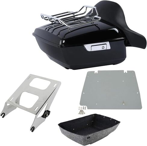 TCT-MOTORPARTS 13.7 بوصة أسود غير لامع King Tour مسند ظهر لصندوق الأمتعة مع لوحة تثبيت مناسبة لـ Harley Road Glide Road King Street Glide Electra Glide and Select CVO Models 2014-2025 in Saudi Arabia