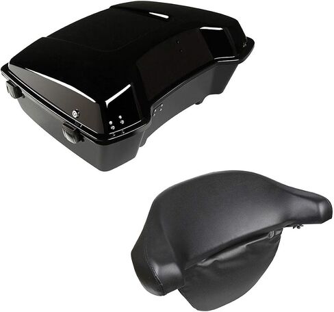 TCMT 10.7" Black Latches Chopped Motorcycle Trunk Box Backrest Pad Mount Rack Fit For Harley 2009-2013 Touring Road King Road Street Electra Glide Pack in Saudi Arabia