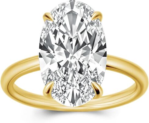 خاتم خطوبة بيضاوي الشكل ممدود 6.5 قيراط للنساء، خاتم وعد سوليتير من الفضة الإسترليني عيار 925 لحفلات الزفاف والسفر واليومي in Kuwait