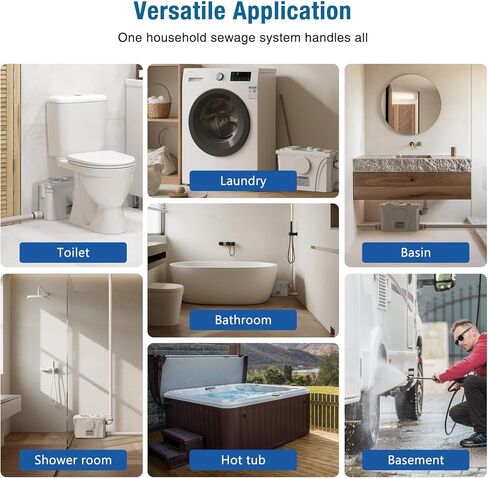 مضخة صرف صحي عالية الكفاءة بقدرة 250 وات/مضخة حوض، مضخة سفلية لمرحاض Upflush للطابق السفلي، مضخة مستنقع Upflush للطابق السفلي، المطبخ، المغسلة، الدش، حوض الاستحمام، الغسيل، وأنظمة الصرف الصحي RV in Kuwait