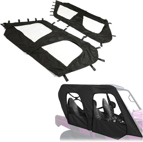 HECASA باب علوي ناعم متوافق مع موديلات 2012-2022 Kawasaki Teryx4 4 مقاعد UTV، حاوية كابينة ناعمة، أبواب علوية، نوافذ جانبية، أسود شفاف in Saudi Arabia