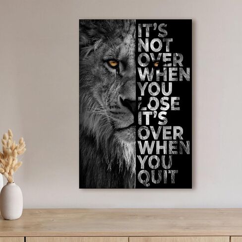 1pc Lion Canvas Painting with Inspirational Quote, Wall Art for Living Room & Bedroom, 30 * 45cm/12 * 18in Unframed in Saudi Arabia