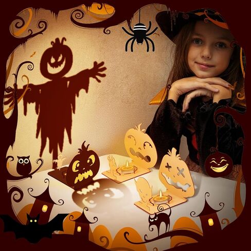 10 قطعة حوامل شموع خشبية للهالوين حامل شموع Tealight الدعائم على شكل اليقطين حامل خشبي لعناصر ديكور حفلات الهالوين in Kuwait