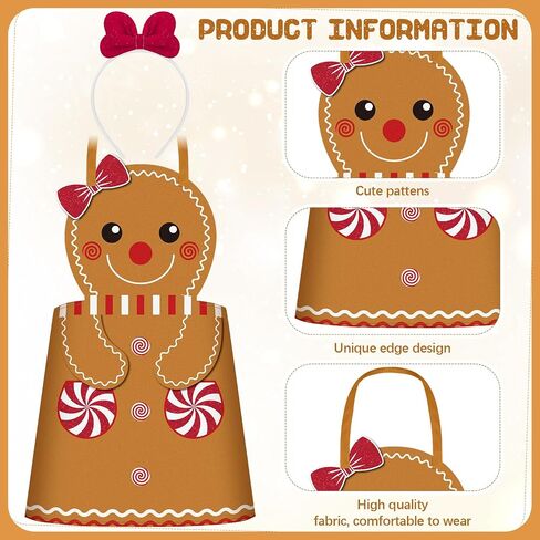 Mepase 2 Pcs Halloween Gingerbread Costumes Women's Gingerbread Apron with Hairband Cookie Costume Accessories for Adult Christmas Xmas Halloween Party Supplies in Saudi Arabia