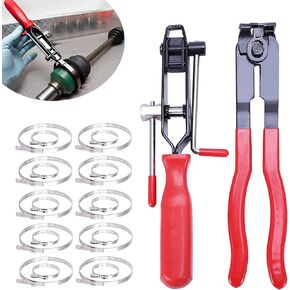 2Pcs CV Boot Clamp Pliers Set with 20Pcs Crimp Bands , Joint Boot Clamp Crimp Pliers, Hose Band Axle Pliers Car Banding Tool Kit, Dust Cover Clip Removal Pliers Repair Tool Accessories, Red