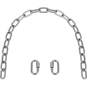 5mm Stainless Steel Link Chain, 316 Stainless Steel Chain with 2 Locking Snap Hooks, 2.3ft Metal Link Chain Hanging Chain for Yoga Swing Punching Bag