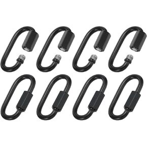 PATIKIL 4mm Chain Quick Links, 8 Pack Chain Connector Screw Locking Clips Hook Oval D Ring for Chandelier Backpack Tent, 304 Stainless Steel 507 Lbs Black