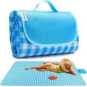 Extra Large Picnic Blanket Beach Blankets, Outdoor Foldable Waterproof Sand Mat for Beach Camping Hiking Travel Family Concerts Grass Park Music Festival Lawn Mats (Blue, 80x60inch)