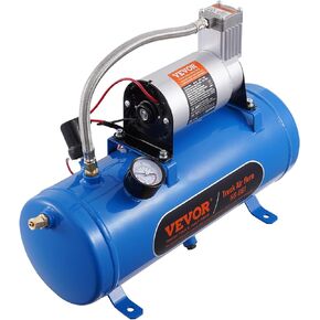 VEVOR 12V Air Compressor with Tank 0.8 Gallon/3 L, Train Horn Air Compressor, 120 psi Working Pressure Onboard Air Compressor System for Train Air Horns, Inflating Tires, Air Mattresses
