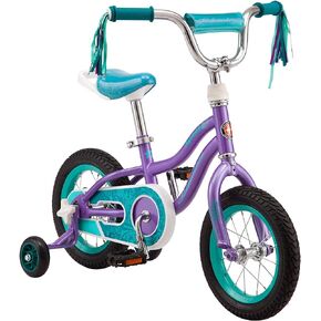 دراجة أطفال Schwinn Hopscotch & Toggle، دراجة للأولاد والبنات، عجلات مقاس 12-16 بوصة، عجلات تدريب قابلة للإزالة للأطفال من عمر 2-4 سنوات، سرج بمقبض للمساعدة، تجميع سهل بدون أدوات