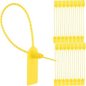 Disposable Zip Ties 100pcs Label Plastic Fasteners Plastic Tags Yellow Tie Tags with String Disposable Self-Locking Tie Disposable Tamper Proof Portable Zip Lock Tamper Seals