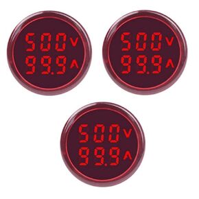 3pcs AC Current and Voltage Indicator with Two-Digit Display, 22mm Round Head LED Multi-Function Measuring Instrument Monitor (Green)