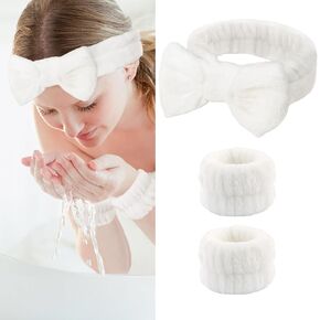 Fmeida Skincare Headband, Spa Headband for Washing Face,Wrist Bands and Hair Tie Black