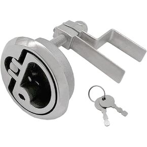 ISURE MARINE Grade 316 Stainless Steel Boat Floor Buckle Hatch Latch FlushTurning Lift Handle Lock Style with 2 Keys and Accessories Screws