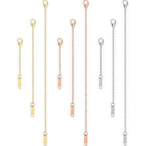 MTLEE 18k Gold Plated Necklace Extender Rose Gold Silver Chain Jewelry Extenders Delicate Choker Stainless Steel Anklet with Clasp